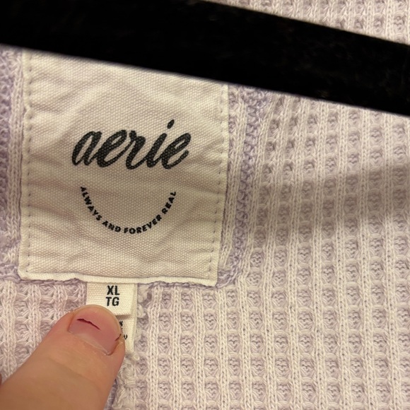 Aerie Lavender Waffle Knit Long Sleeve Top - Size XL - Picture 4 of 7